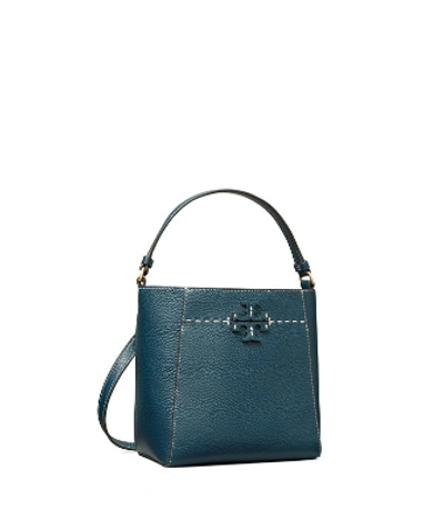 Tory Burch Mcgraw Small Bucket Bag In Federal Blue