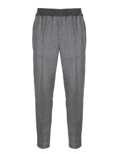 Moncler Drawstring Waistband Straight Leg Trousers In Grey