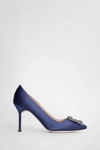 Manolo Blahnik Crystal Buckle Detail Design High Heels In Blue