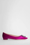 Manolo Blahnik .satin Hangisiflat Ballerina Shoes In Pink