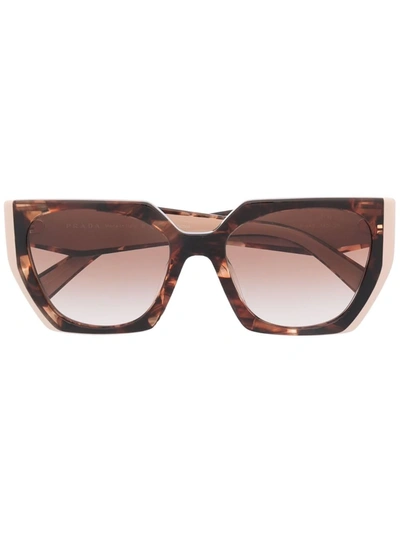 Prada Ww Bicolour Sqr Cateye Sunglasses In Neutrals