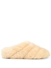 Proenza Schouler Rondo Shearling Slippers In Cream Sheepskin Fur In Nude