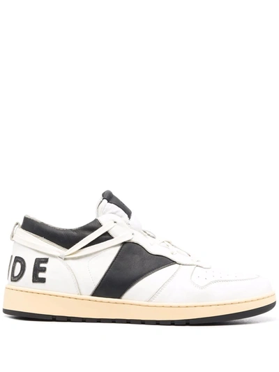 Rhude Rhecess Leather Low Top Sneakers In White