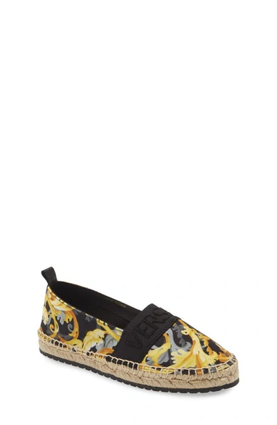 Versace Girl's Baroccoflage-print Canvas Espadrilles, Kids In Yellow