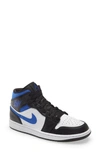 Jordan 1 Mid Sneaker In White/ Racer Blue