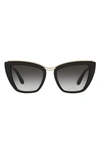 Dolce & Gabbana 54mm Gradient Cat Eye Sunglasses In Black