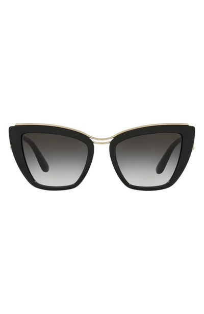 Dolce & Gabbana 54mm Gradient Cat Eye Sunglasses In Black