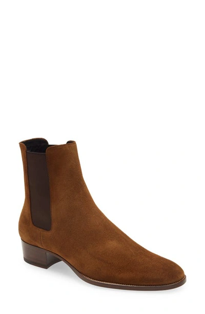 Saint Laurent Wyatt Chelsea Boot In Brown