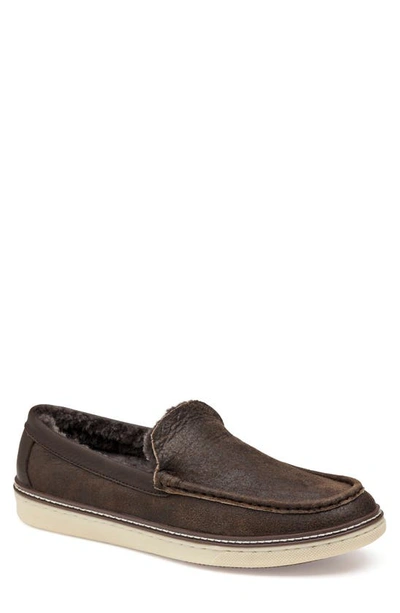 Johnston & Murphy Mcguffey Genuine Shearling Lined Slip-on In Brown Double Faced Shearling