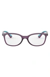 Ray Ban Kids' 49mm Rectangular Optical Glasses In Transparent Violet