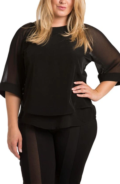 Standards & Practices Milla Sheer Skimmer Top In Black