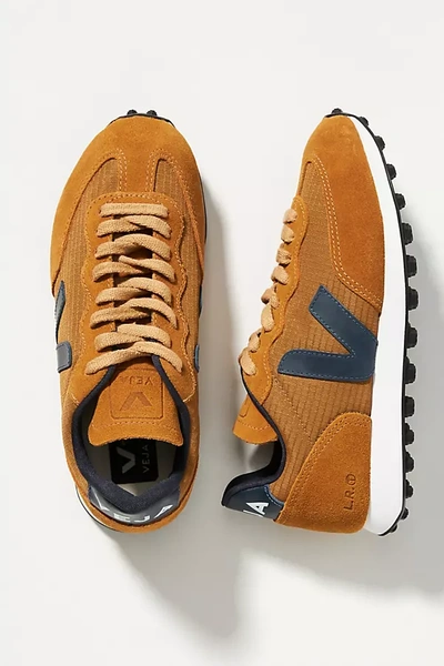 Veja Rio Branco Leather-trimmed Ripstop And Suede Sneakers In Orange