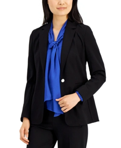 Bar Iii Women's Notch-collar Single Button Blazer, Created For Macy's In Black