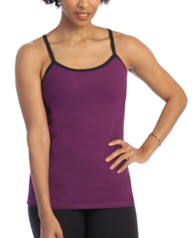 American Fitness Couture Women's Racerback Y Built In Bra Workout Top In Purple