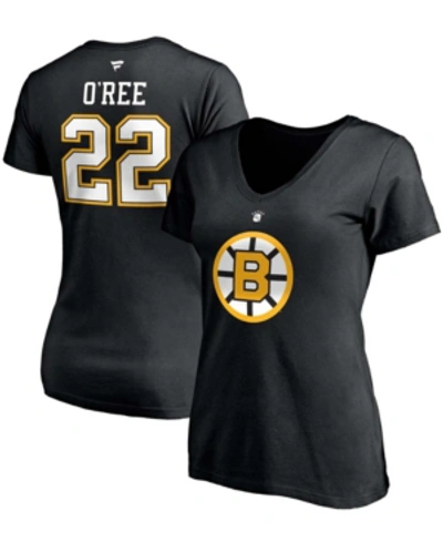 Fanatics Women's Willie O'ree Black Boston Bruins Authentic Stack Retired Player Name And Number V-neck T-shi