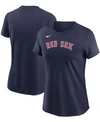 Nike Women's Navy Boston Red Sox Cooperstown Collection Wordmark T-shirt In Navy