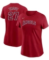 NIKE WOMEN'S MIKE TROUT RED LOS ANGELES ANGELS NAME NUMBER T-SHIRT