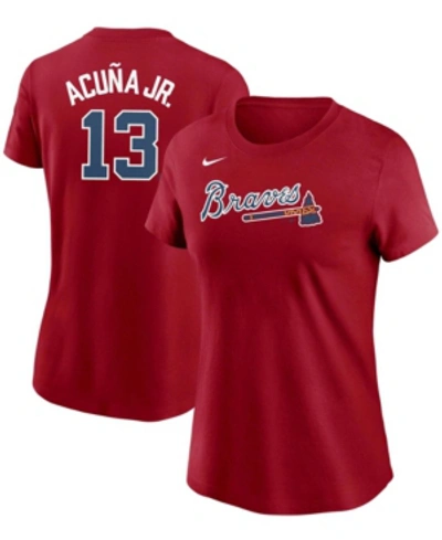 Nike Women's Ronald Acuna Jr. Red Atlanta Braves Name Number T-shirt