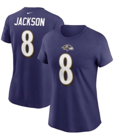 Nike Women's Lamar Jackson Purple Baltimore Ravens Name Number T-shirt