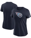 Nike Women's Navy Tennessee Titans Logo Essential T-shirt In Navy
