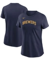 Nike Navy Milwaukee Brewers Fuse Wordmark T-shirt In Blue