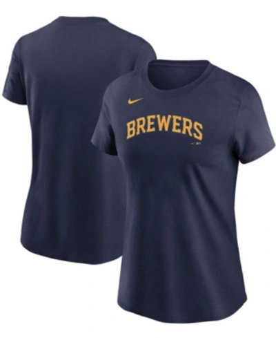 Nike Women's Navy Milwaukee Brewers Wordmark T-shirt
