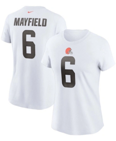 Nike Women's Baker Mayfield White Cleveland Browns Name Number T-shirt