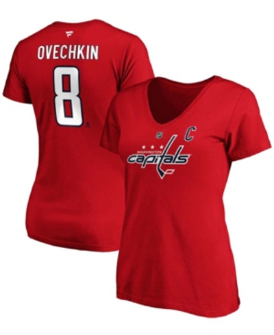 Fanatics Women's Alexander Ovechkin Red Washington Capitals Authentic Stack Name And Number V-neck T-shirt