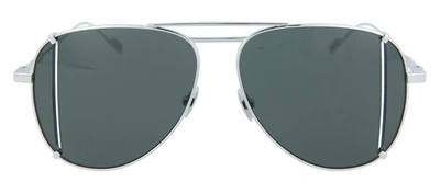 Saint Laurent Novelty Aviator Sunglasses In Grey