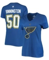 Fanatics Women's Jordan Binnington Blue St. Louis Blues Team Authentic Stack Name And Number V-neck T-shirt In Blue