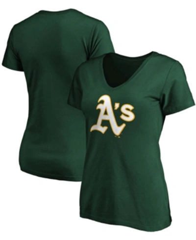 Fanatics Plus Size Green Oakland Athletics Core Official Logo V-neck T-shirt