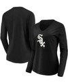 Fanatics Women's Black Chicago White Sox Official Logo Long Sleeve V-neck T-shirt In Black