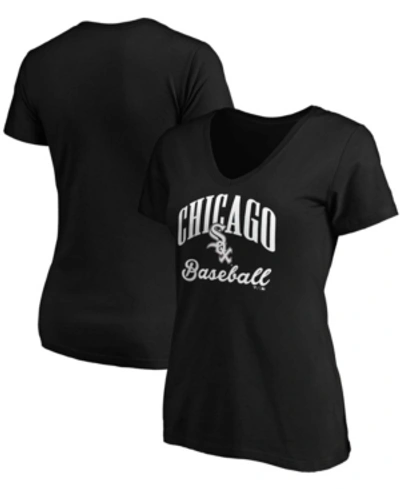 Fanatics Women's Black Chicago White Sox Victory Script V-neck T-shirt