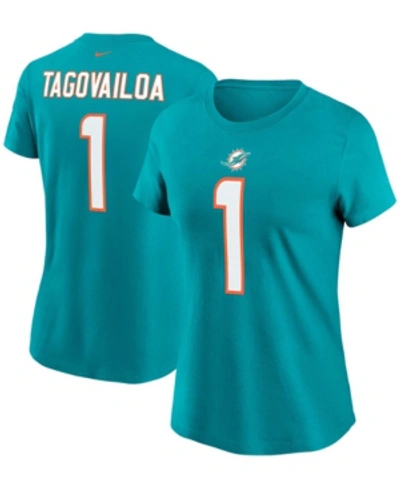 Nike Women's Tua Tagovailoa Aqua Miami Dolphins Name Number T-shirt