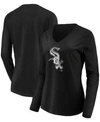 Fanatics Women's Black Chicago White Sox Official Logo Long Sleeve V-neck T-shirt In Black