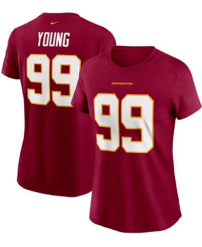 Nike Women's Chase Young Burgundy Washington Football Team Name Number T-shirt