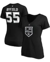 Fanatics Women's Quinton Byfield Black Los Angeles Kings Authentic Stack Name And Number V-neck T-shirt In Black