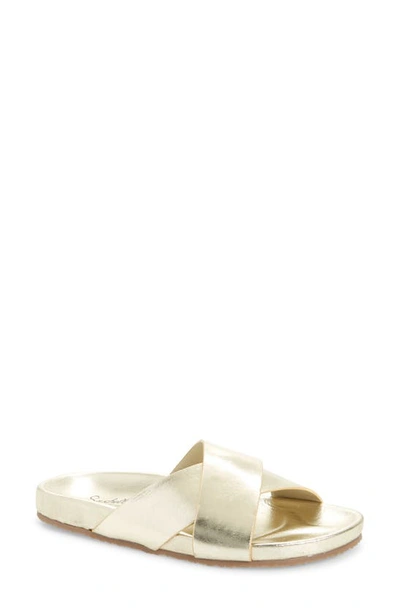 Seychelles Lighthearted Slide Sandal In Gold Leather