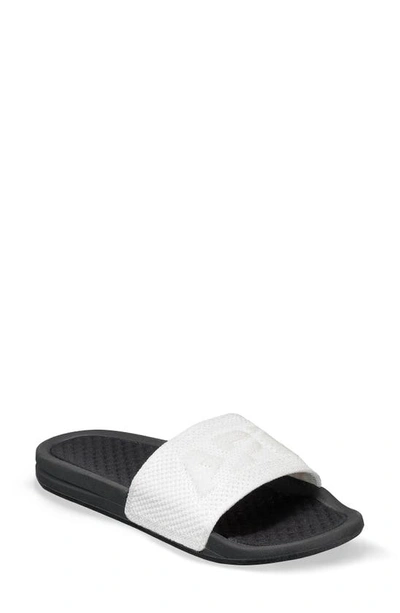 Apl Athletic Propulsion Labs Big Logo Techloom Knit Sport Slide In Metallic Pearl / Black