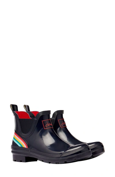 Joules Wellibob Short Rain Boot In Navy Rainbow