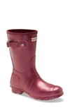 Hunter Original Short Nebula Rain Boot In Hayes Burgundy