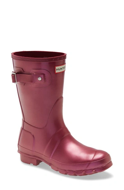 Hunter Original Short Nebula Rain Boot In Hayes Burgundy