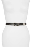 Allsaints Woven Leather Belt In Black/ Antique Nickel