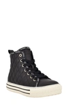 Guess Paijed High Top Sneaker In Black Faux Leather