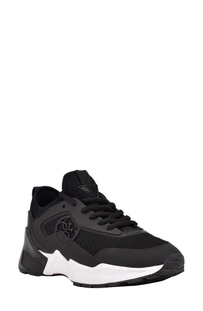 Guess Teckie Sneaker In Black Faux Leather