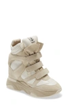 Isabel Marant High Balskee Leather Sneakers In White,beige