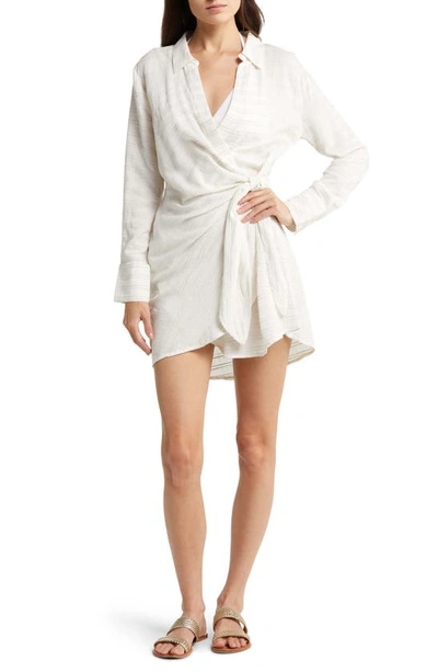 L*space Daydream Side Tie Tunic Cover-up Dress In Cream