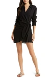 L*space Daydream Side Tie Tunic Cover-up Dress In Black