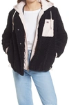 Levi's High Pile Fleece Hooded Zip Jacket In Black
