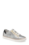 Johnston & Murphy Callie Low Top Sneaker In Silver Metallic Croc Embossed